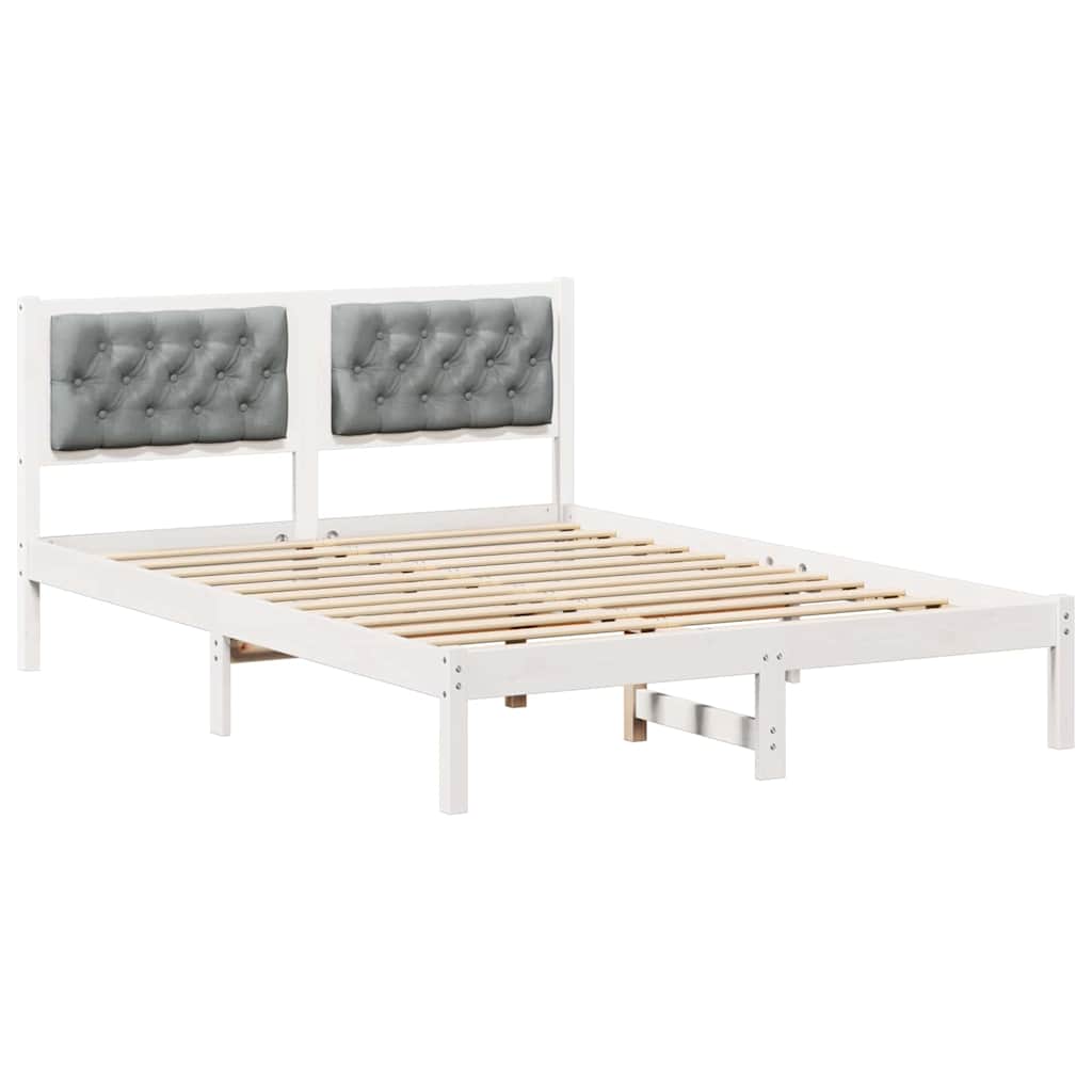 Bettrahmen Hellgrau 140 x 190 cm Massives Kiefernholz