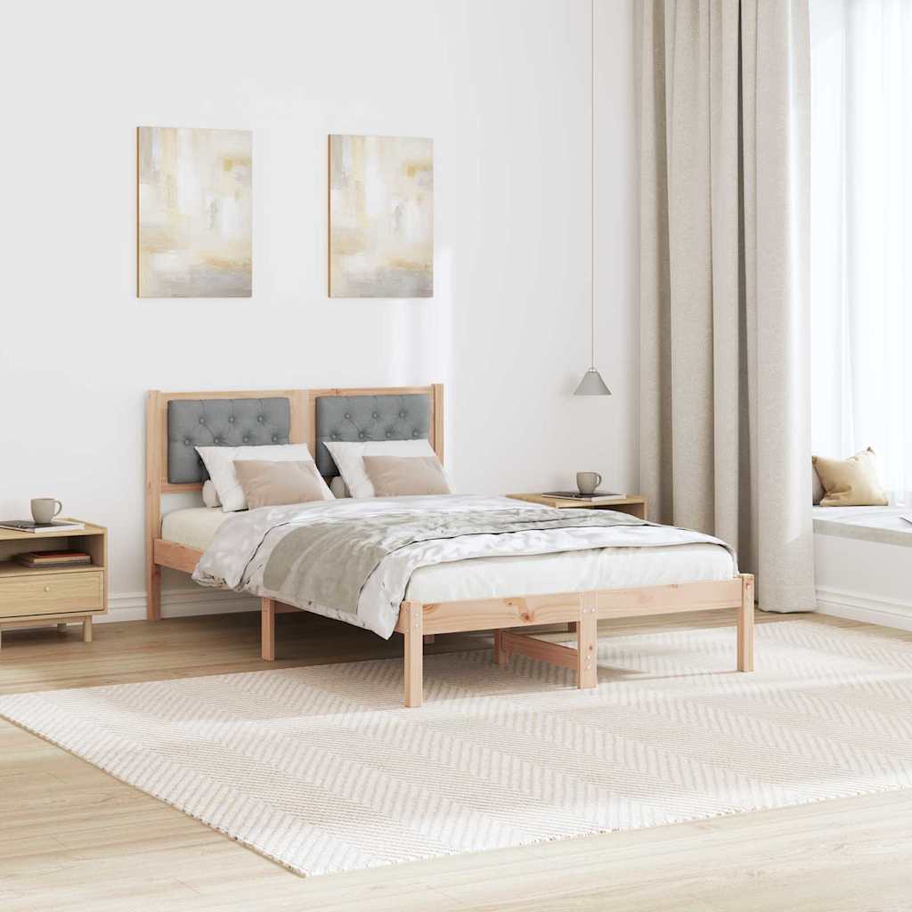 Bettrahmen Hellgrau 135 x 190 cm Massives Kiefernholz