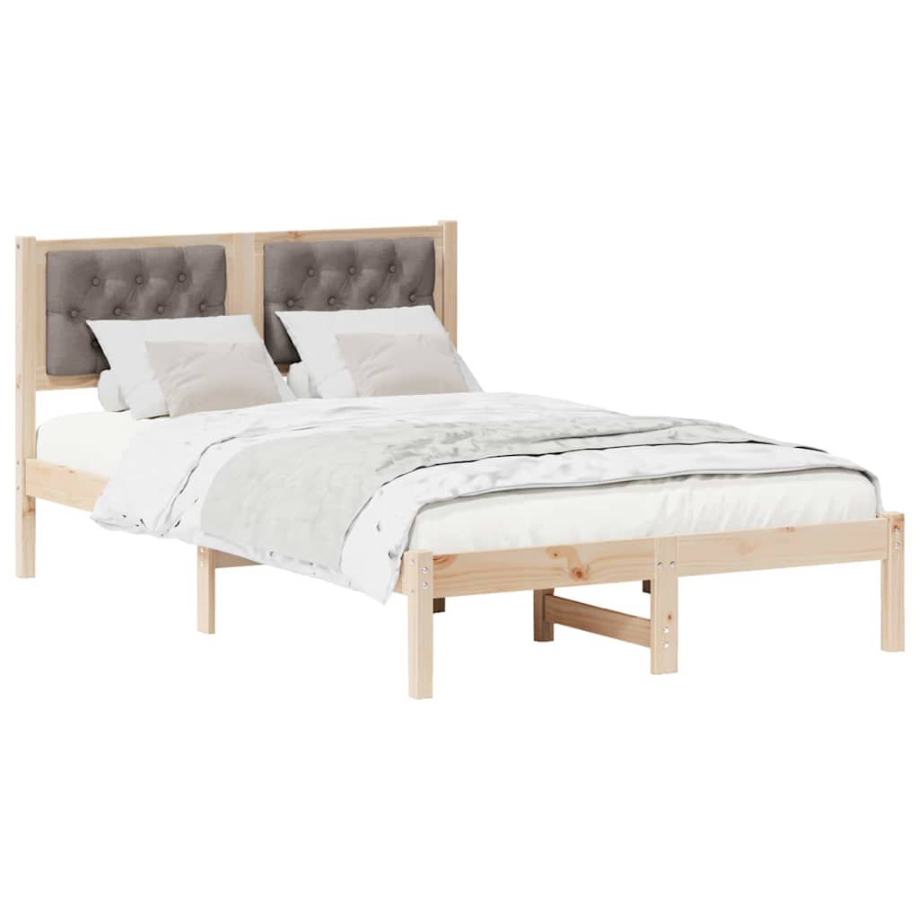 Bettrahmen mit Kopfteil Taupe 135 x 190 cm Massives Kiefernholz