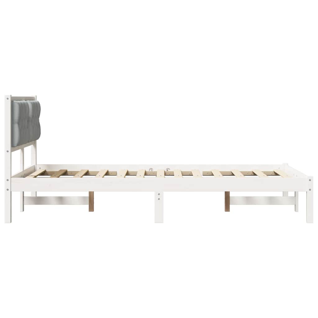 Bettrahmen Hellgrau 135 x 190 cm Massives Kiefernholz