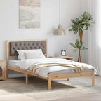 Bettrahmen mit Kopfteil Taupe 100 x 200 cm Massives Kiefernholz