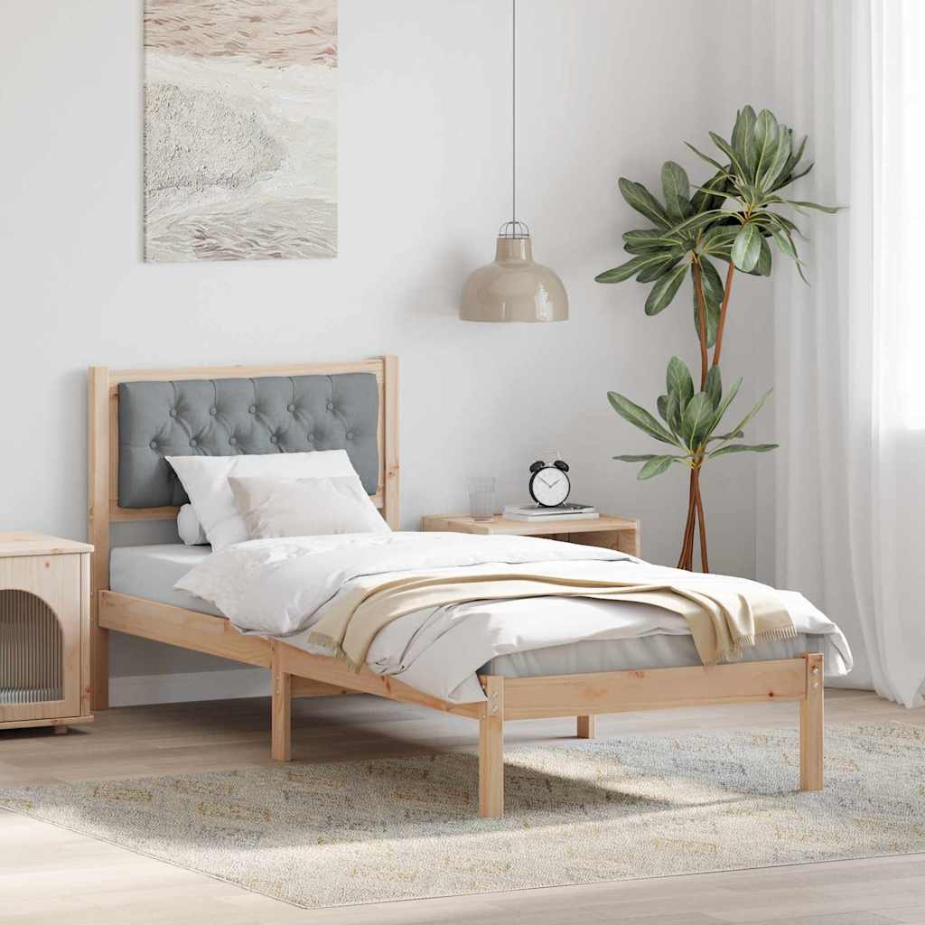 Bettrahmen Hellgrau 75 x 190 cm Massives Kiefernholz