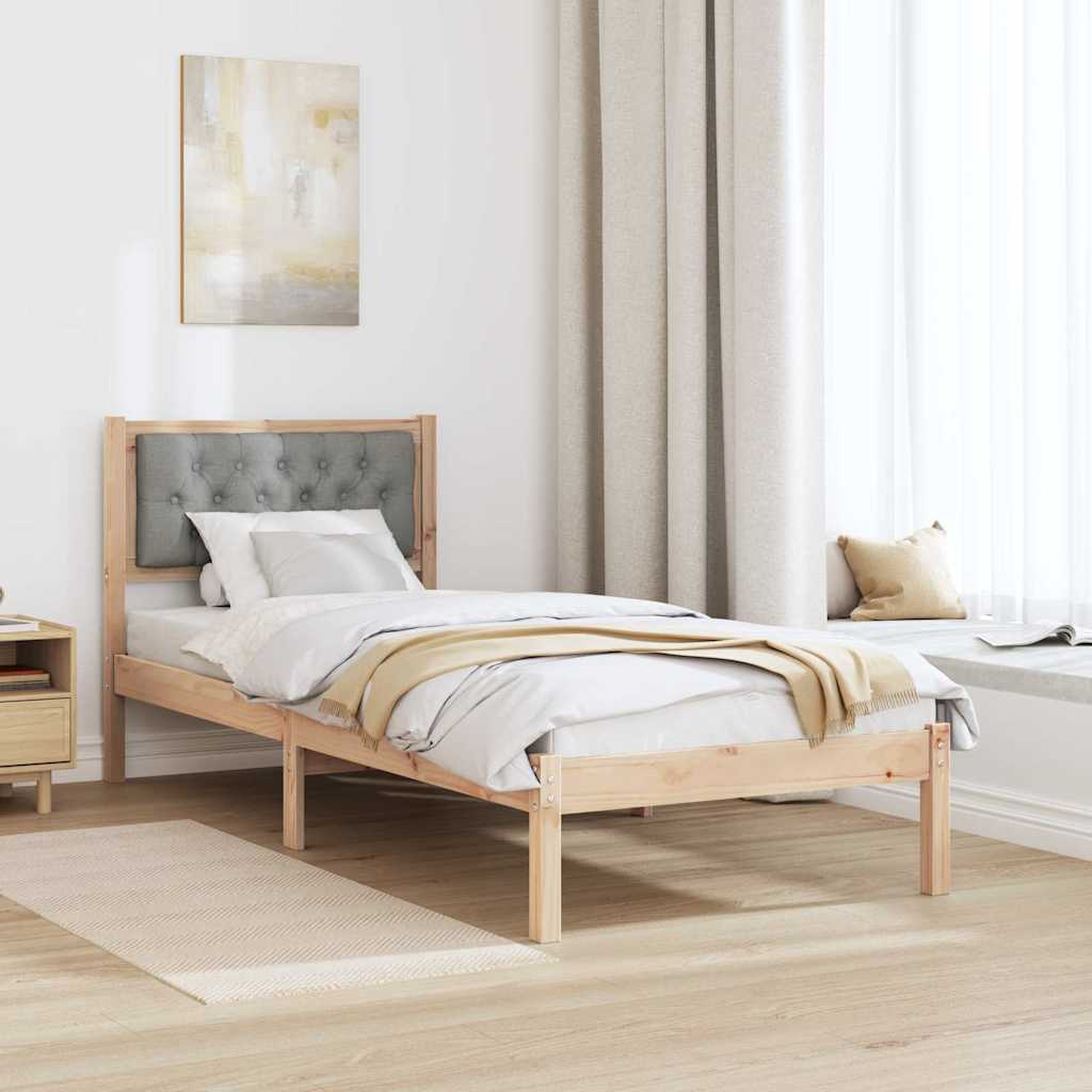 Bettrahmen Hellgrau 75 x 190 cm Massives Kiefernholz