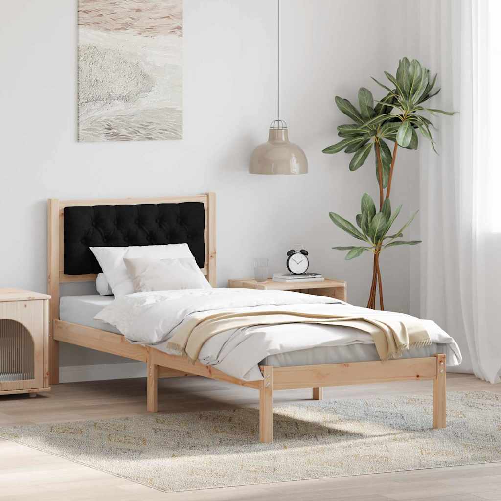 Bettrahmen Schwarz 75 x 190 cm Massives Kiefernholz