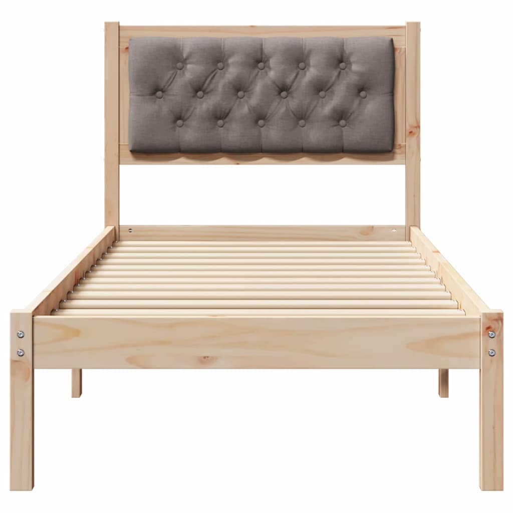 Bettrahmen mit Kopfteil Taupe 75 x 190 cm Massives Kiefernholz