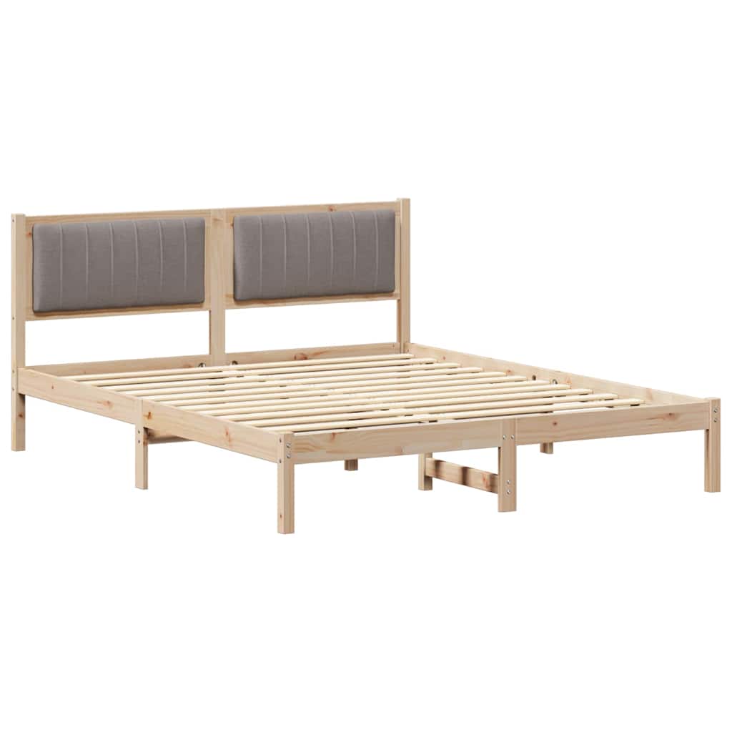 Bettgestell mit gepolstertem Kopfteil Taupe 160 x 200 cm