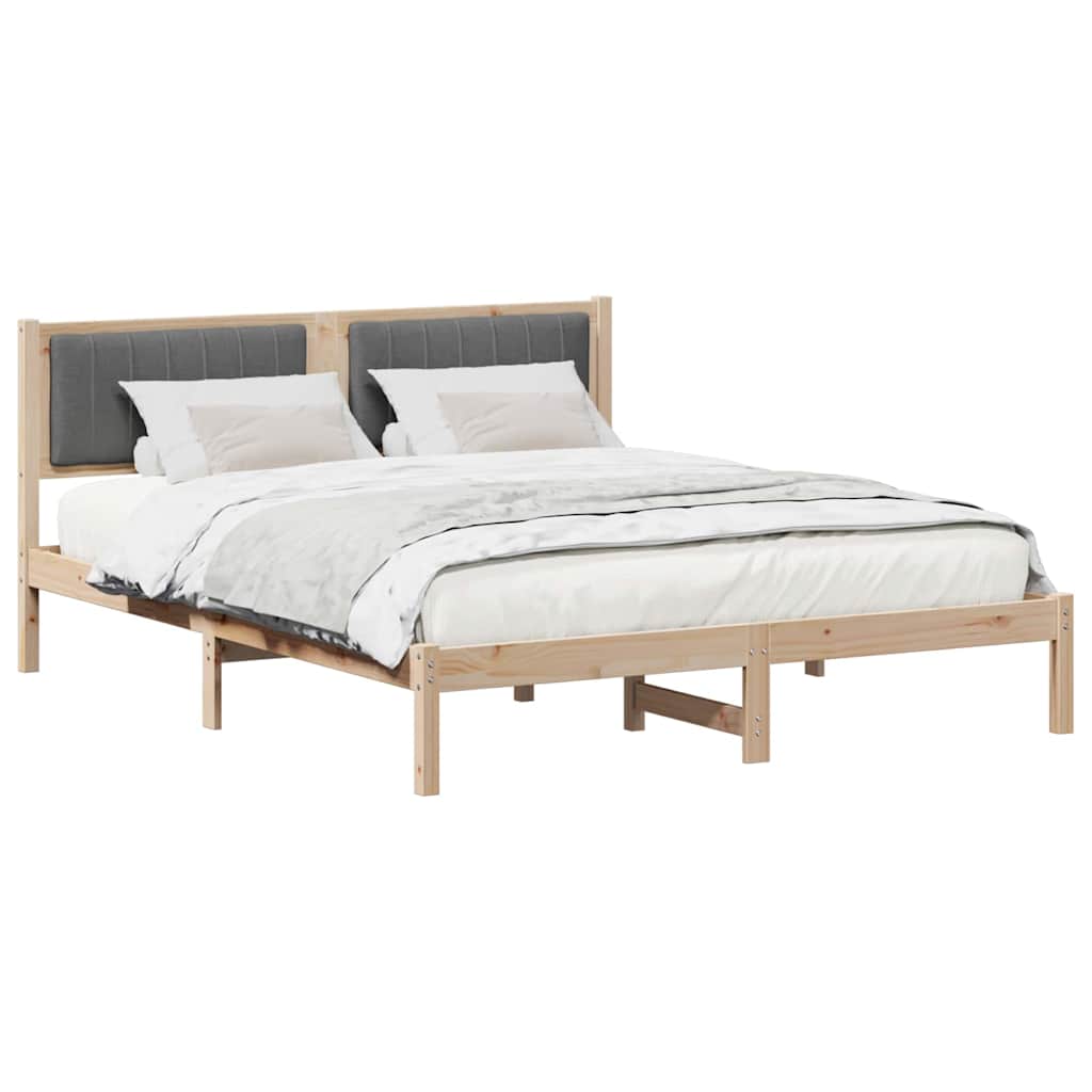 Bettgestell mit gepolstertem Kopfteil Dunkelgrau 150 x 200 cm