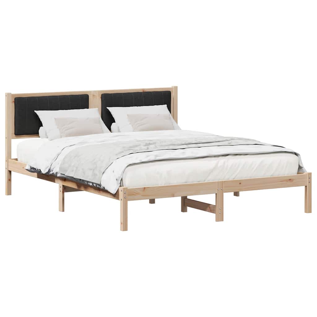 Bettgestell mit gepolstertem Kopfteil Schwarz 150 x 200 cm