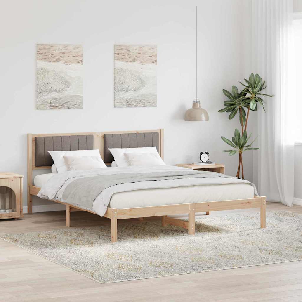 Bettgestell mit gepolstertem Kopfteil Taupe 150 x 200 cm