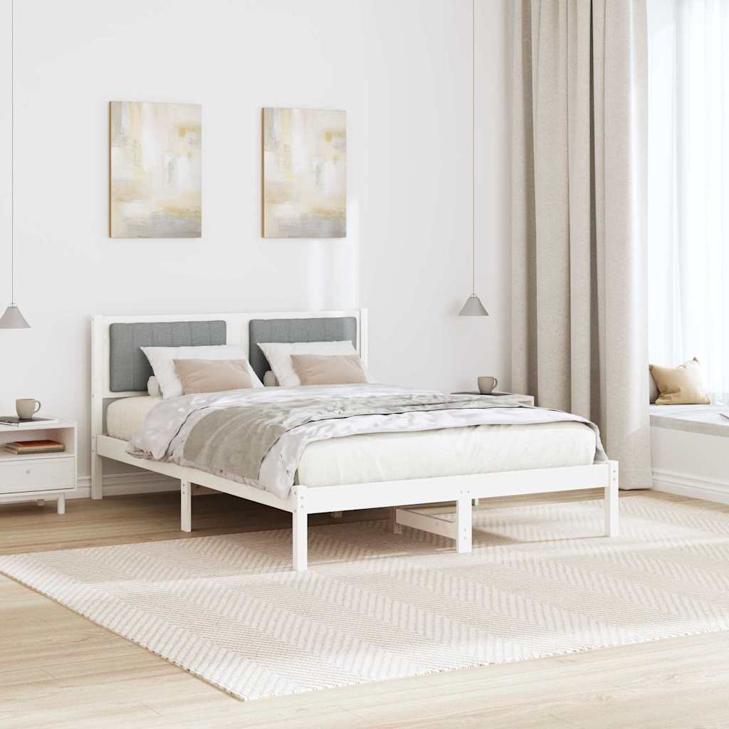 Bettgestell mit gepolstertem Kopfteil Hellgrau 140 x 200 cm