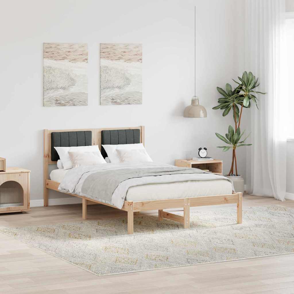 Bettgestell mit gepolstertem Kopfteil Dunkelgrau 120 x 200 cm