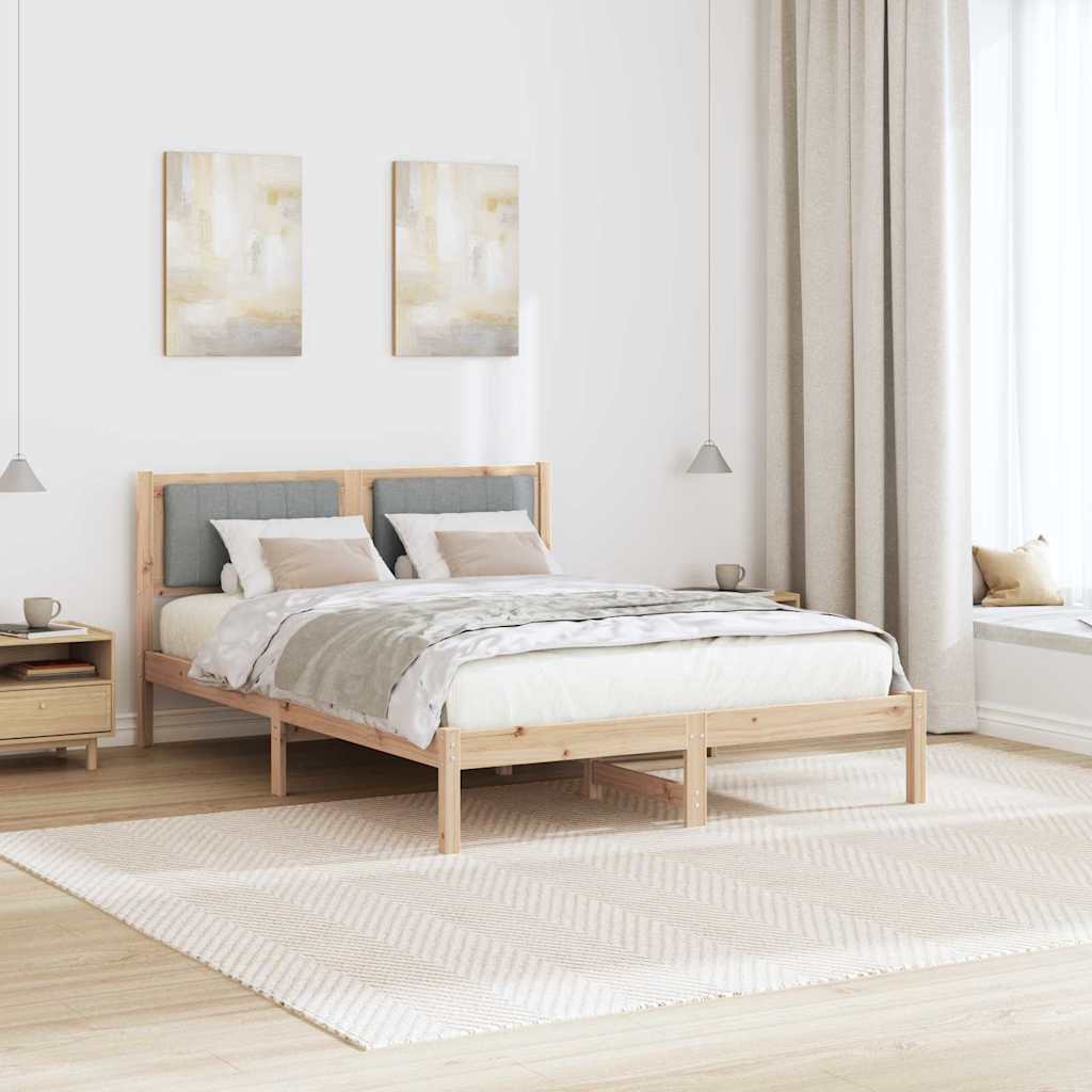Bettgestell mit gepolstertem Kopfteil Hellgrau 140 x 190 cm