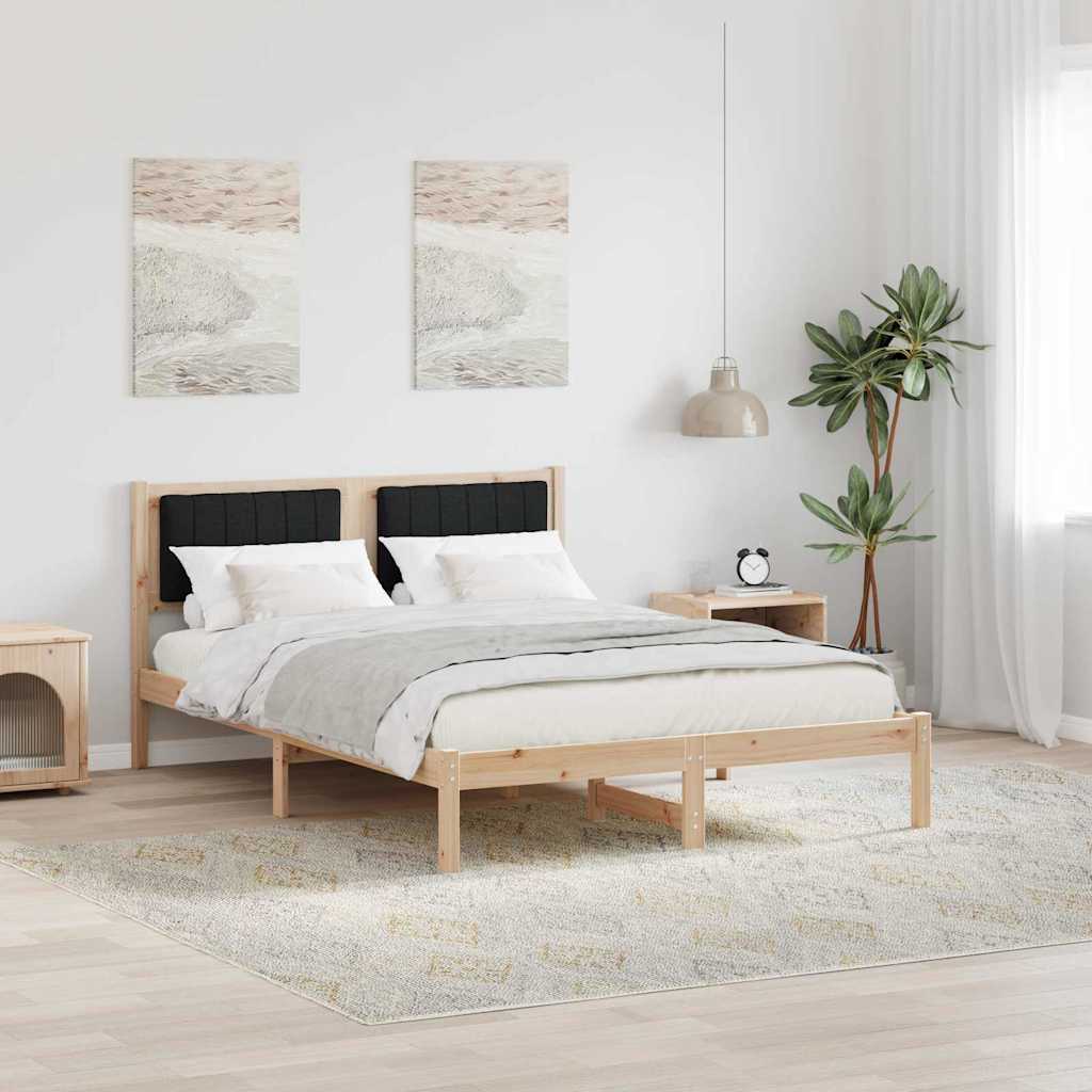 Bettgestell mit gepolstertem Kopfteil Schwarz 140 x 190 cm