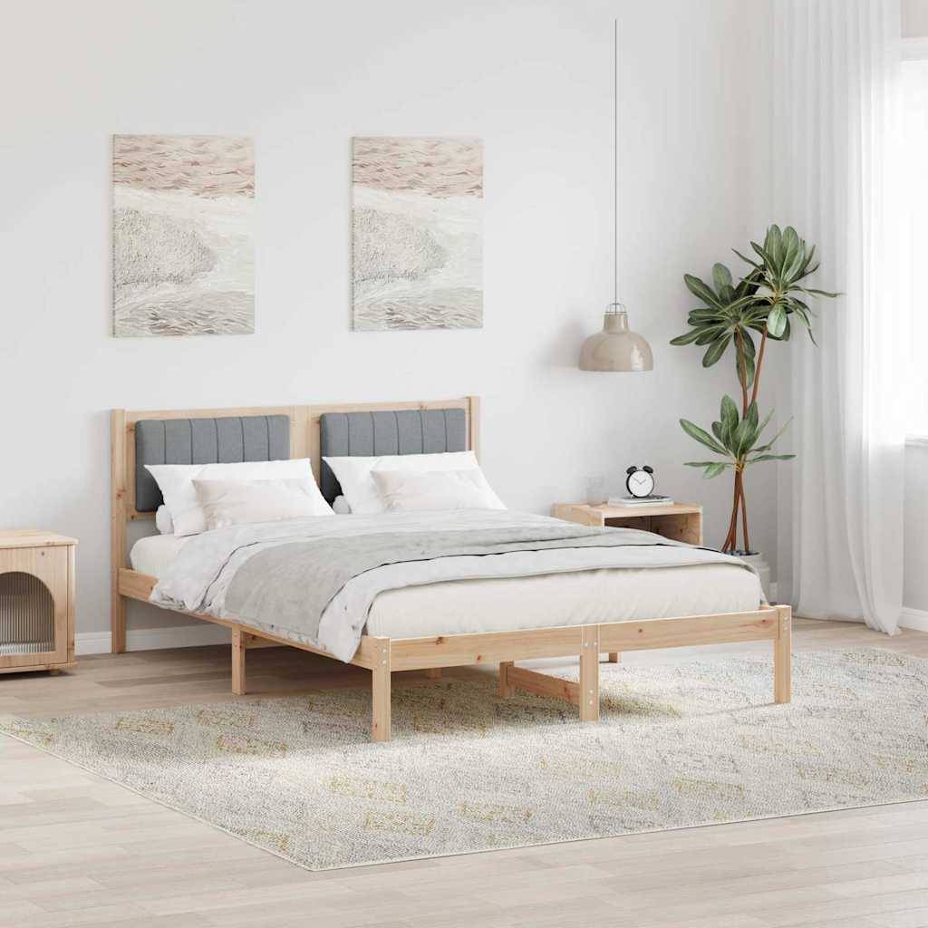 Bettgestell mit gepolstertem Kopfteil Hellgrau 135 x 190 cm