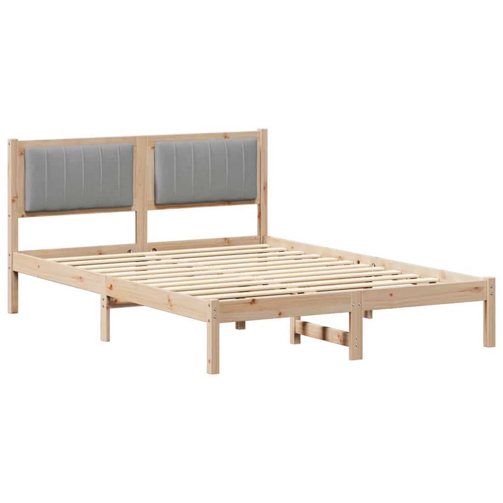 Bettgestell mit gepolstertem Kopfteil Hellgrau 135 x 190 cm