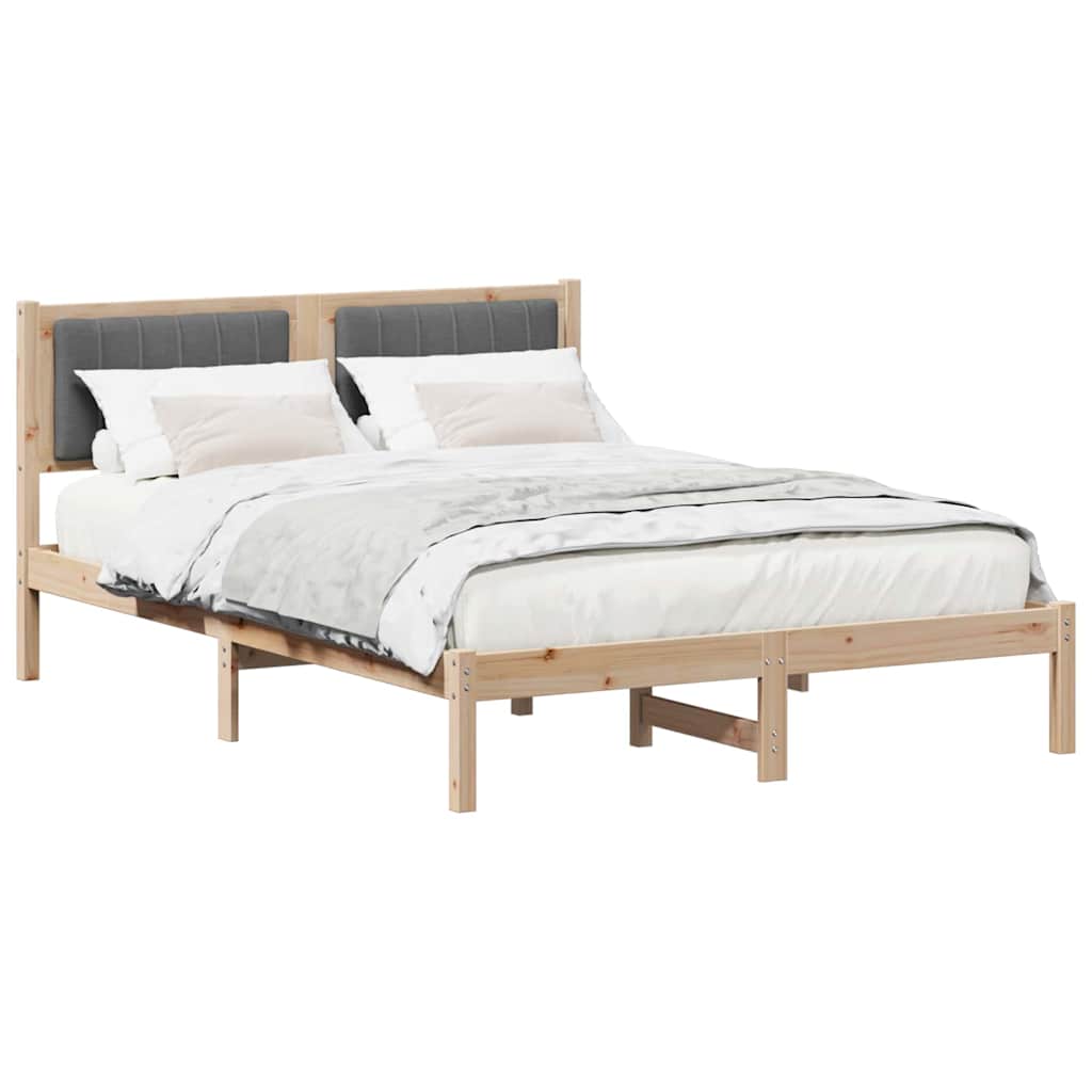 Bettgestell mit gepolstertem Kopfteil Dunkelgrau 135 x 190 cm