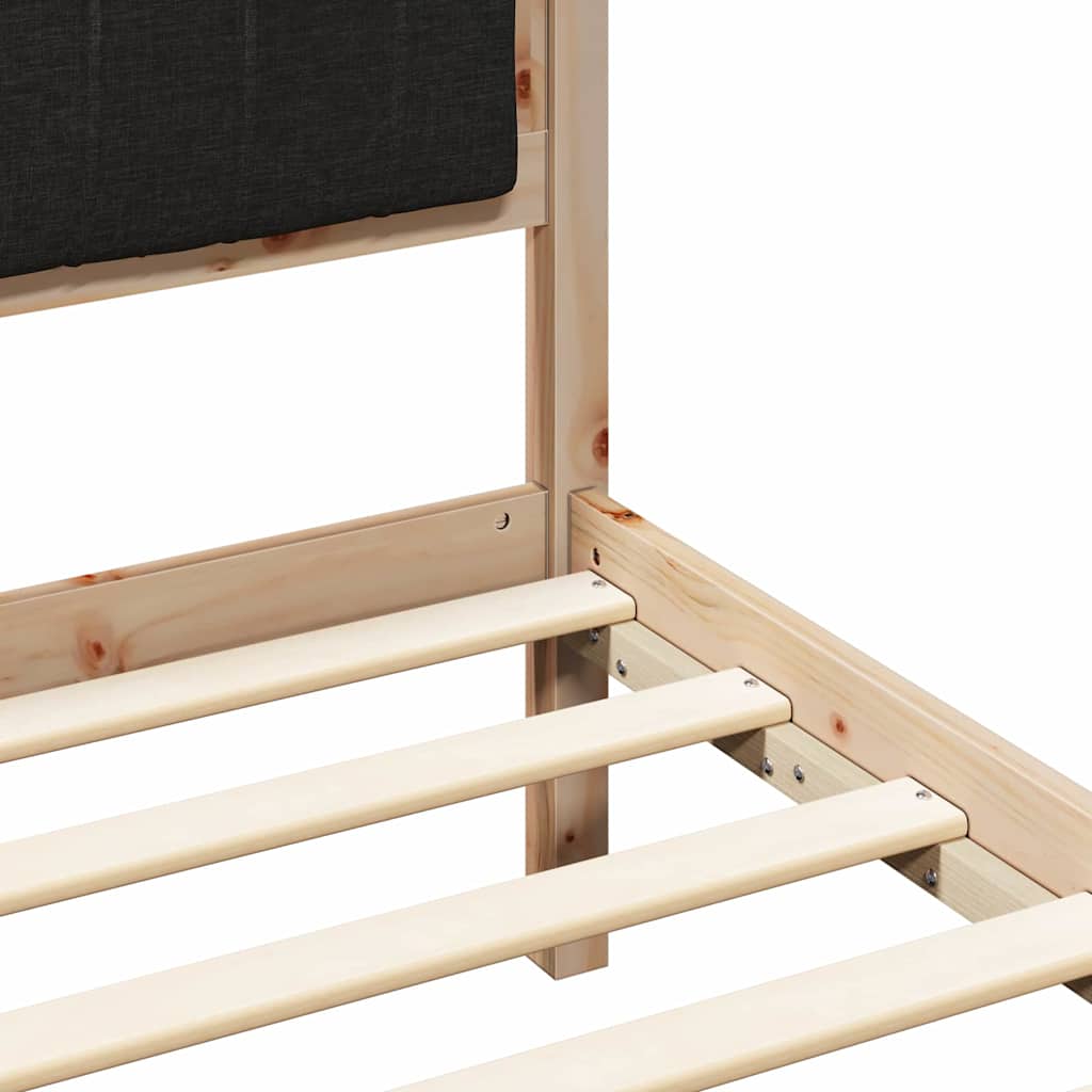 Bettgestell mit gepolstertem Kopfteil Schwarz 135 x 190 cm
