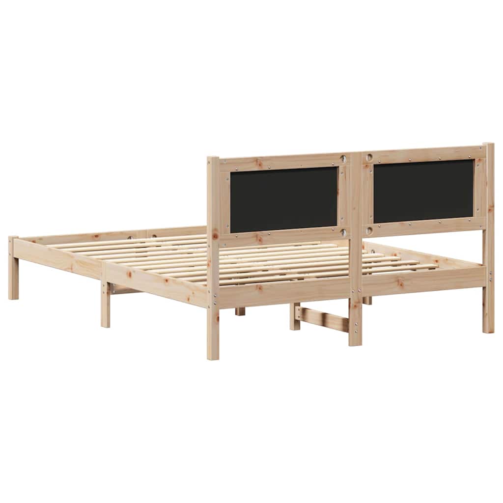 Bettgestell mit gepolstertem Kopfteil Schwarz 135 x 190 cm