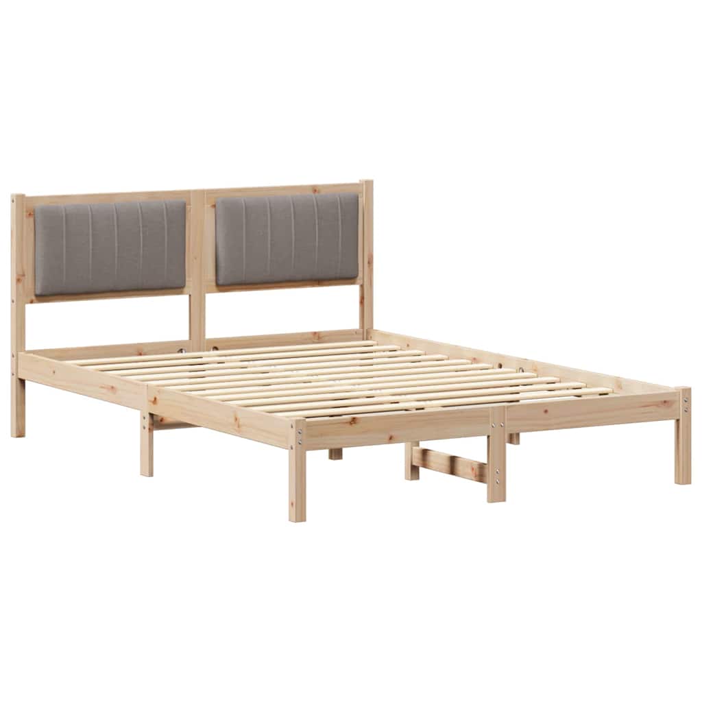Bettgestell mit gepolstertem Kopfteil Taupe 135 x 190 cm