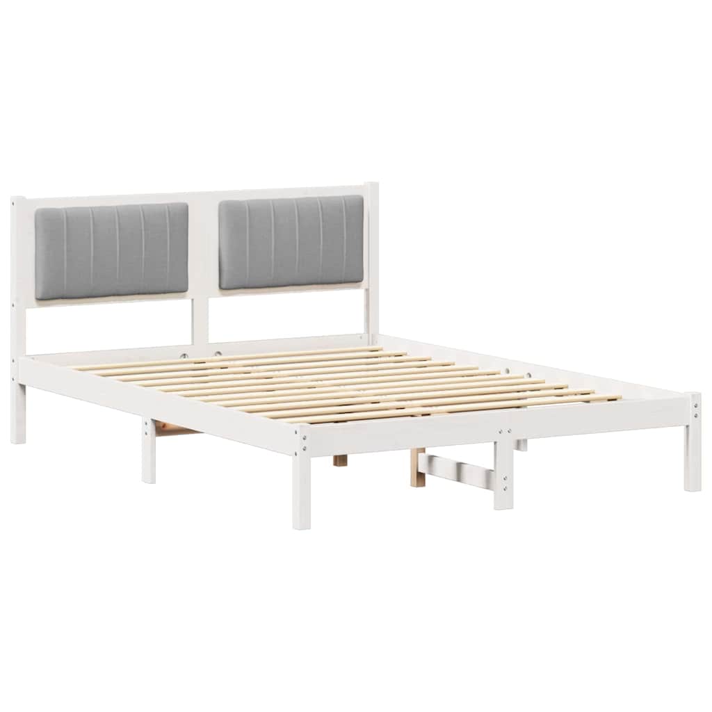 Bettgestell mit gepolstertem Kopfteil Hellgrau 135 x 190 cm