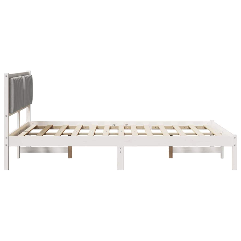 Bettgestell mit gepolstertem Kopfteil Hellgrau 135 x 190 cm