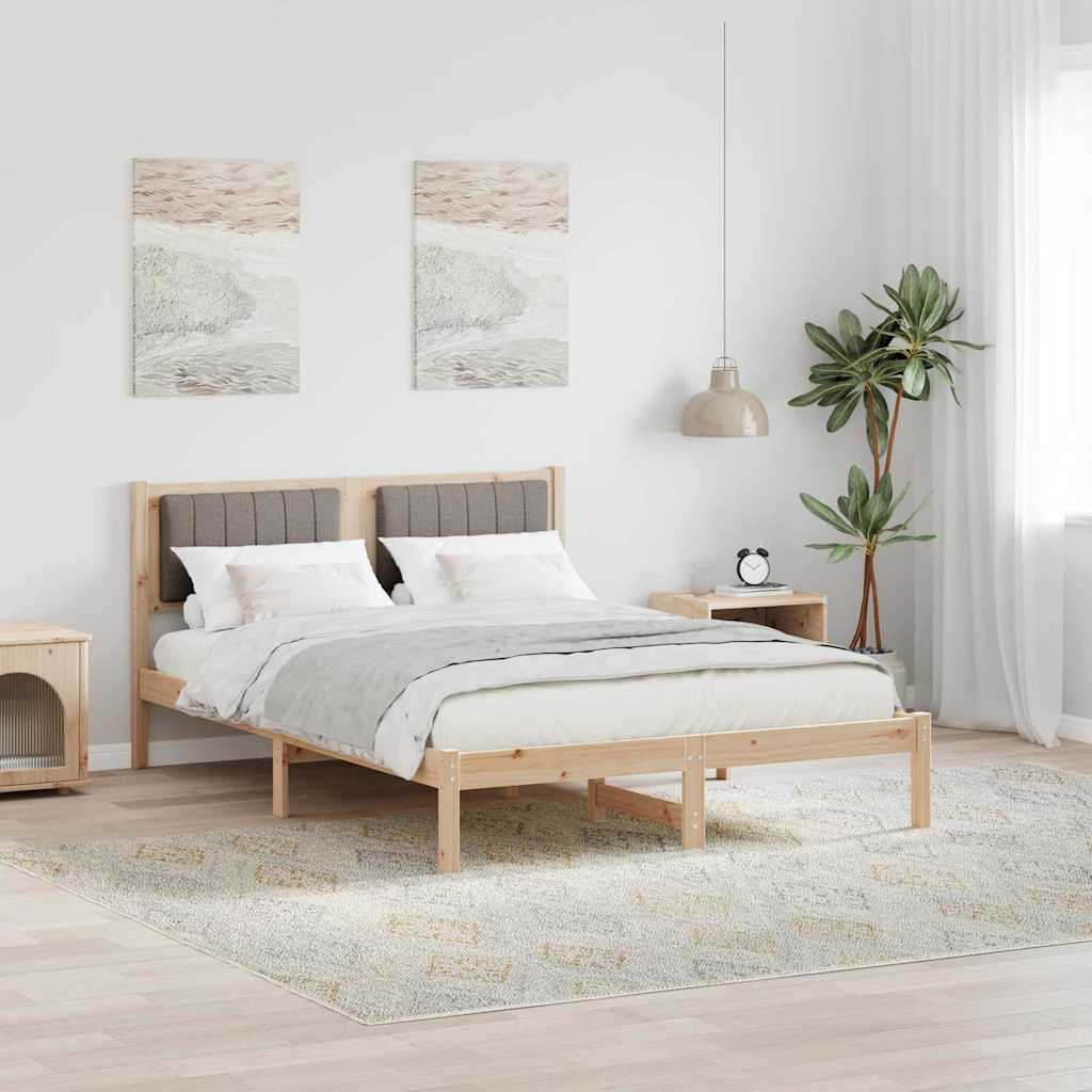 Bettgestell mit gepolstertem Kopfteil Taupe 120 x 190 cm