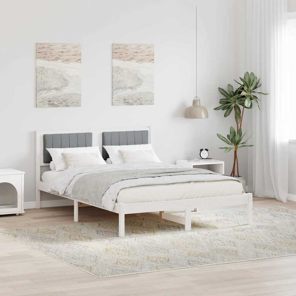 Bettgestell mit gepolstertem Kopfteil Hellgrau 120 x 190 cm