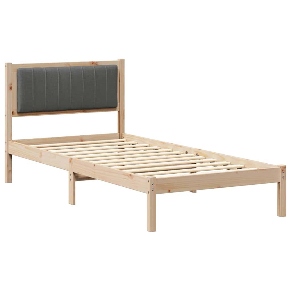 Bettgestell mit gepolstertem Kopfteil Dunkelgrau 90 x 200 cm