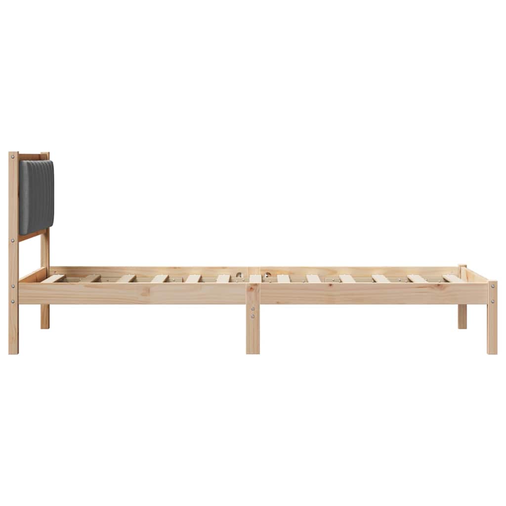 Bettgestell mit gepolstertem Kopfteil Dunkelgrau 90 x 200 cm