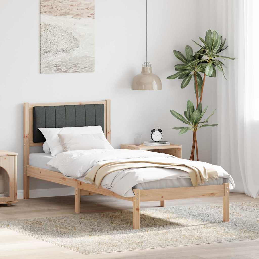 Bettgestell mit gepolstertem Kopfteil Dunkelgrau 80 x 200 cm