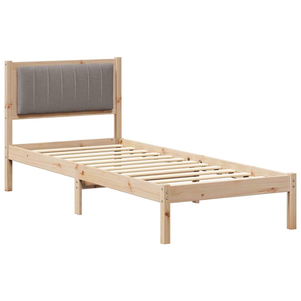 Bettgestell mit gepolstertem Kopfteil Taupe 80 x 200 cm