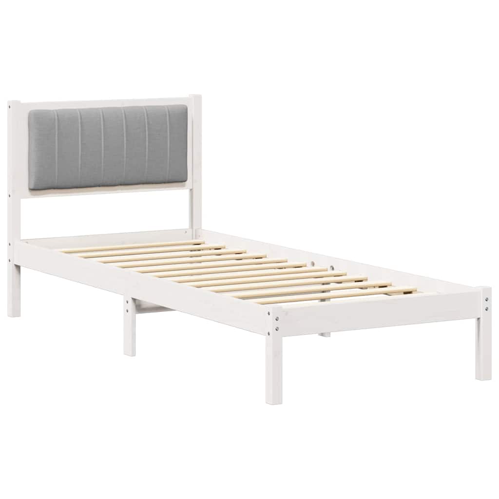 Bettgestell mit gepolstertem Kopfteil Hellgrau 80 x 200 cm