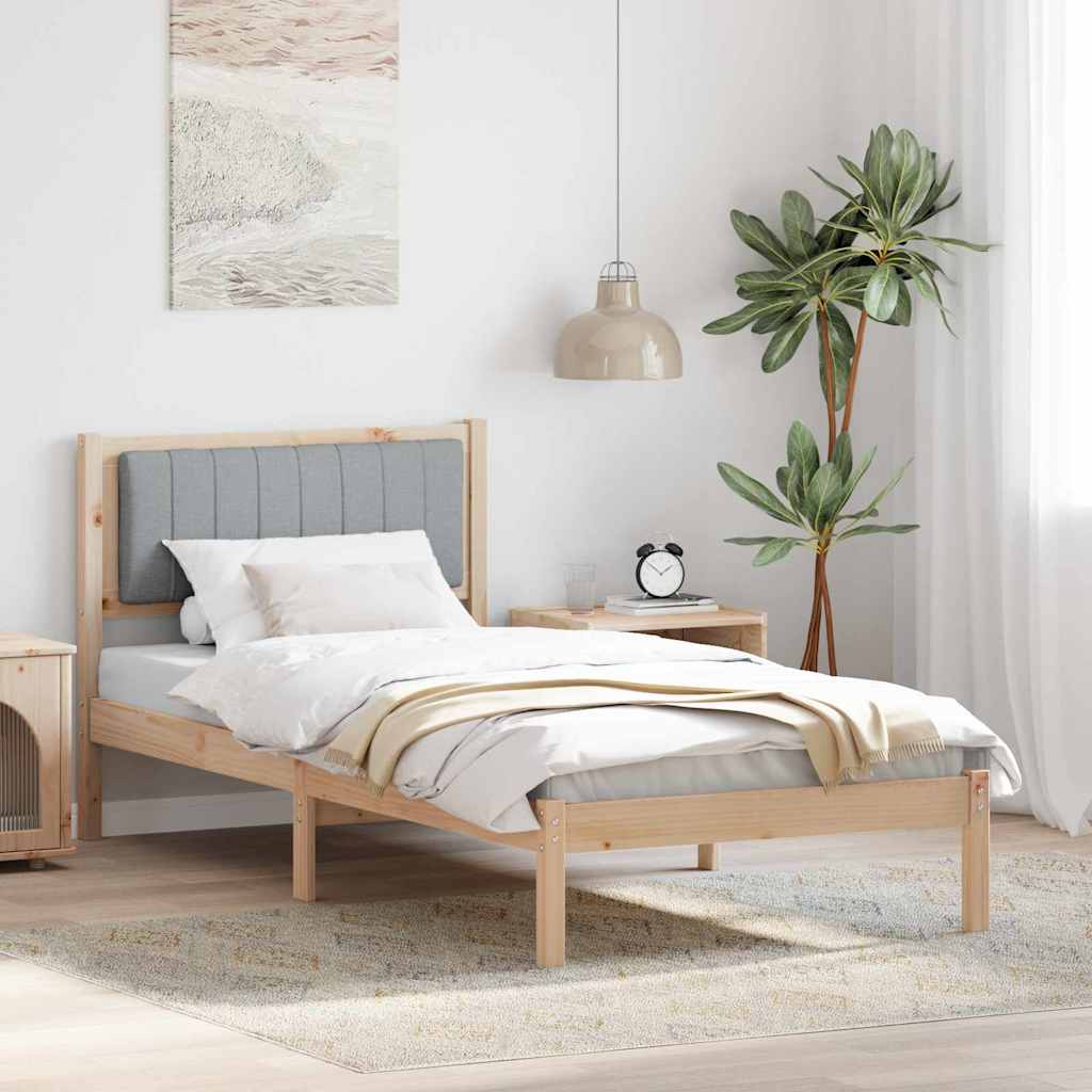 Bettgestell mit gepolstertem Kopfteil Hellgrau 90 x 190 cm