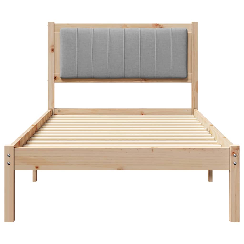 Bettgestell mit gepolstertem Kopfteil Hellgrau 90 x 190 cm
