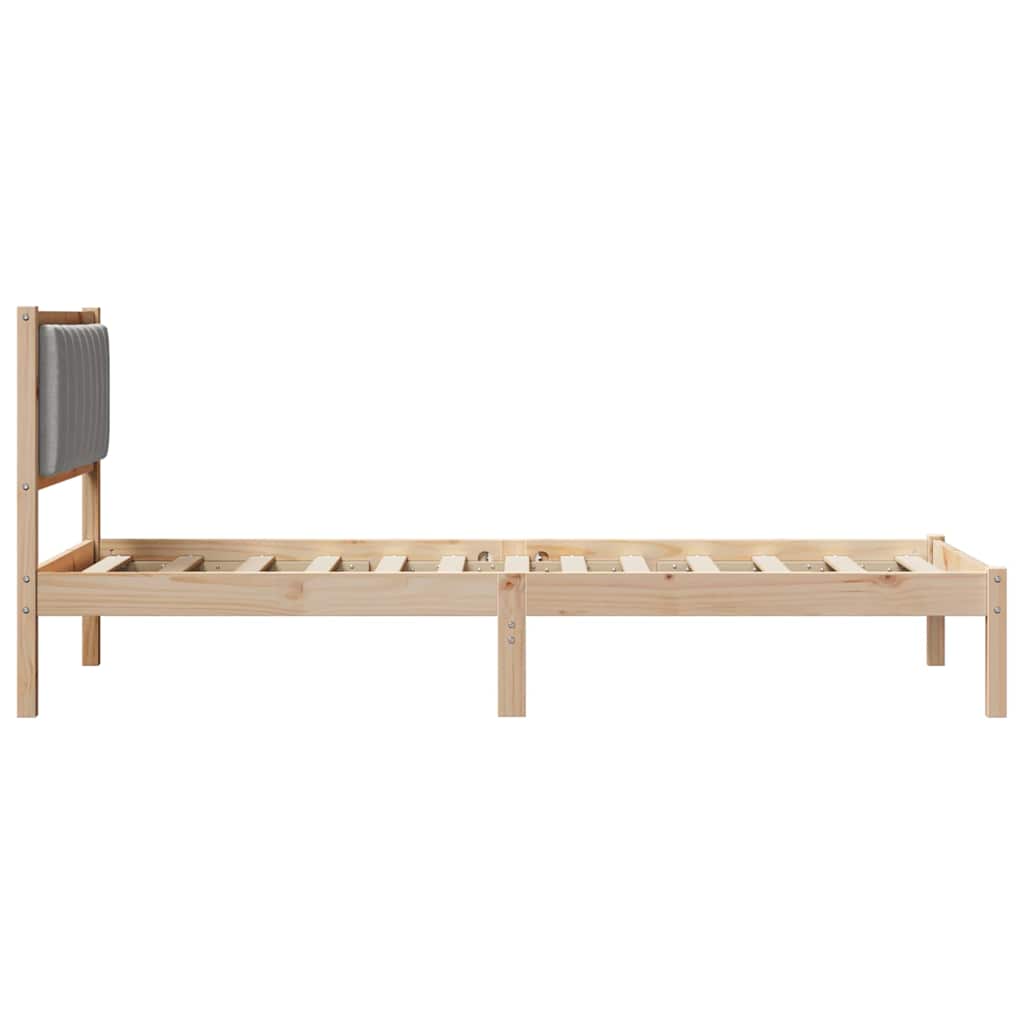 Bettgestell mit gepolstertem Kopfteil Hellgrau 90 x 190 cm