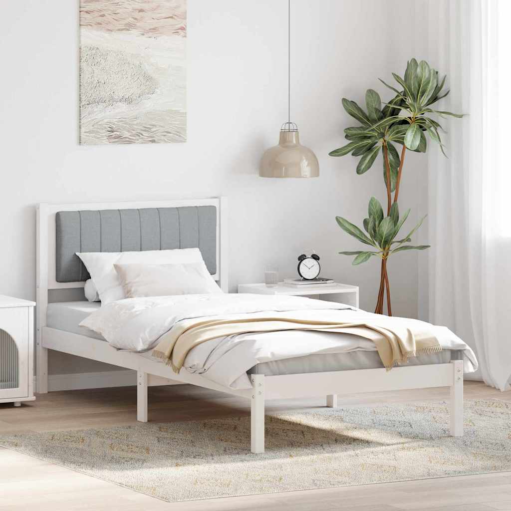 Bettgestell mit gepolstertem Kopfteil Hellgrau 90 x 190 cm