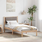 Bettgestell mit gepolstertem Kopfteil Taupe 75 x 190 cm