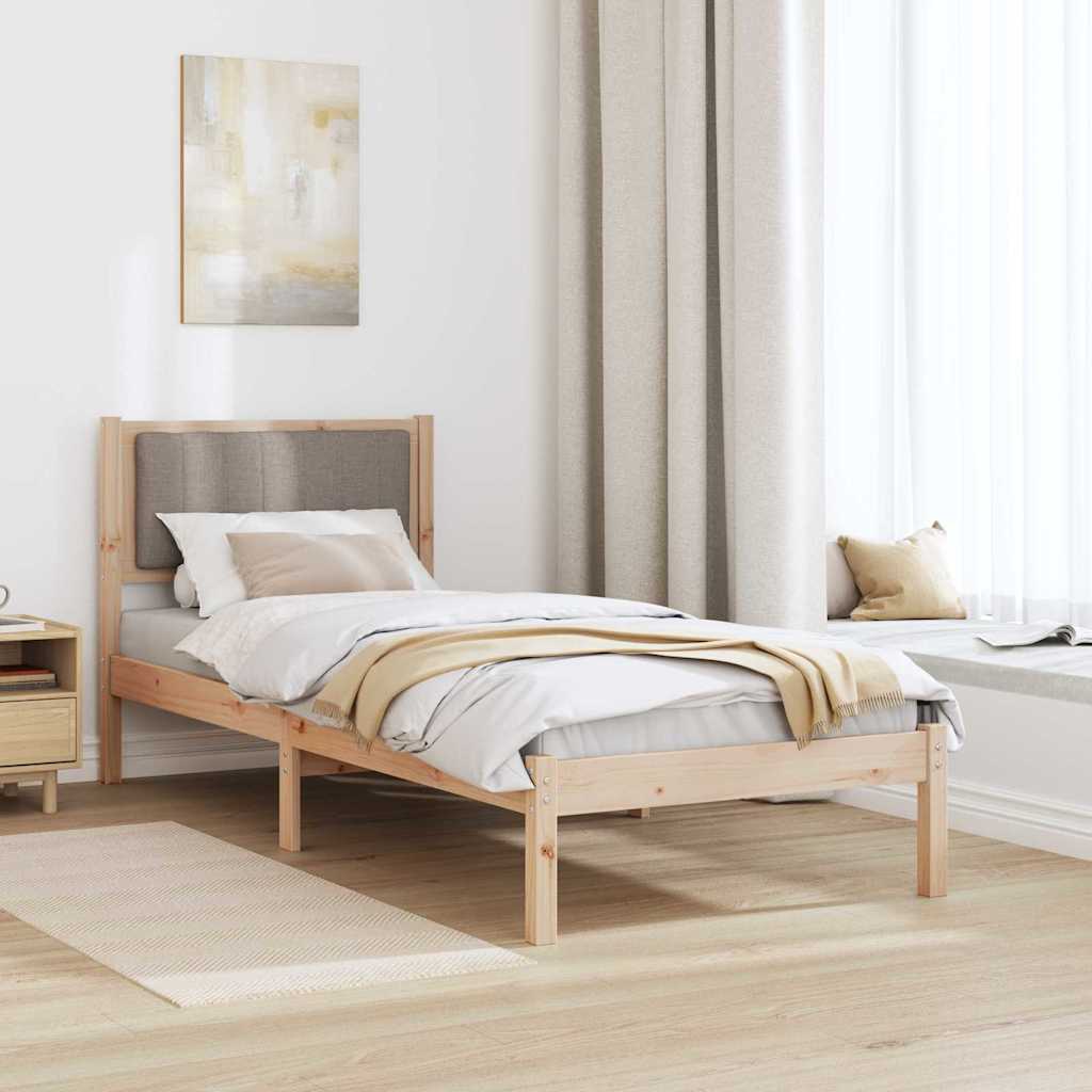 Bettgestell mit gepolstertem Kopfteil Taupe 75 x 190 cm