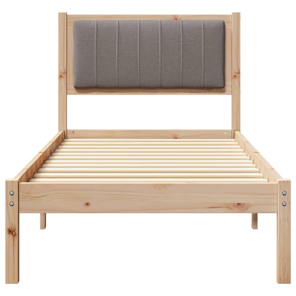 Bettgestell mit gepolstertem Kopfteil Taupe 75 x 190 cm