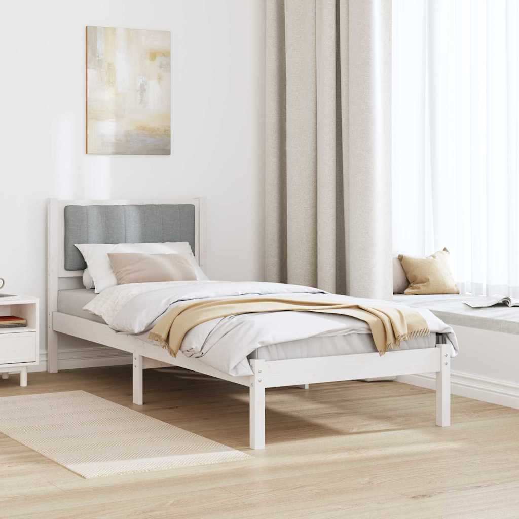Bettgestell mit gepolstertem Kopfteil Hellgrau 75 x 190 cm
