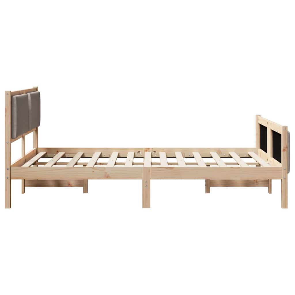 Bettrahmen mit Kopfteil Taupe 140 x 190 cm Stoff