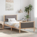 Bettrahmen mit Kopfteil Taupe 100 x 200 cm Stoff