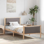 Bettrahmen mit Kopfteil Taupe 100 x 200 cm Stoff
