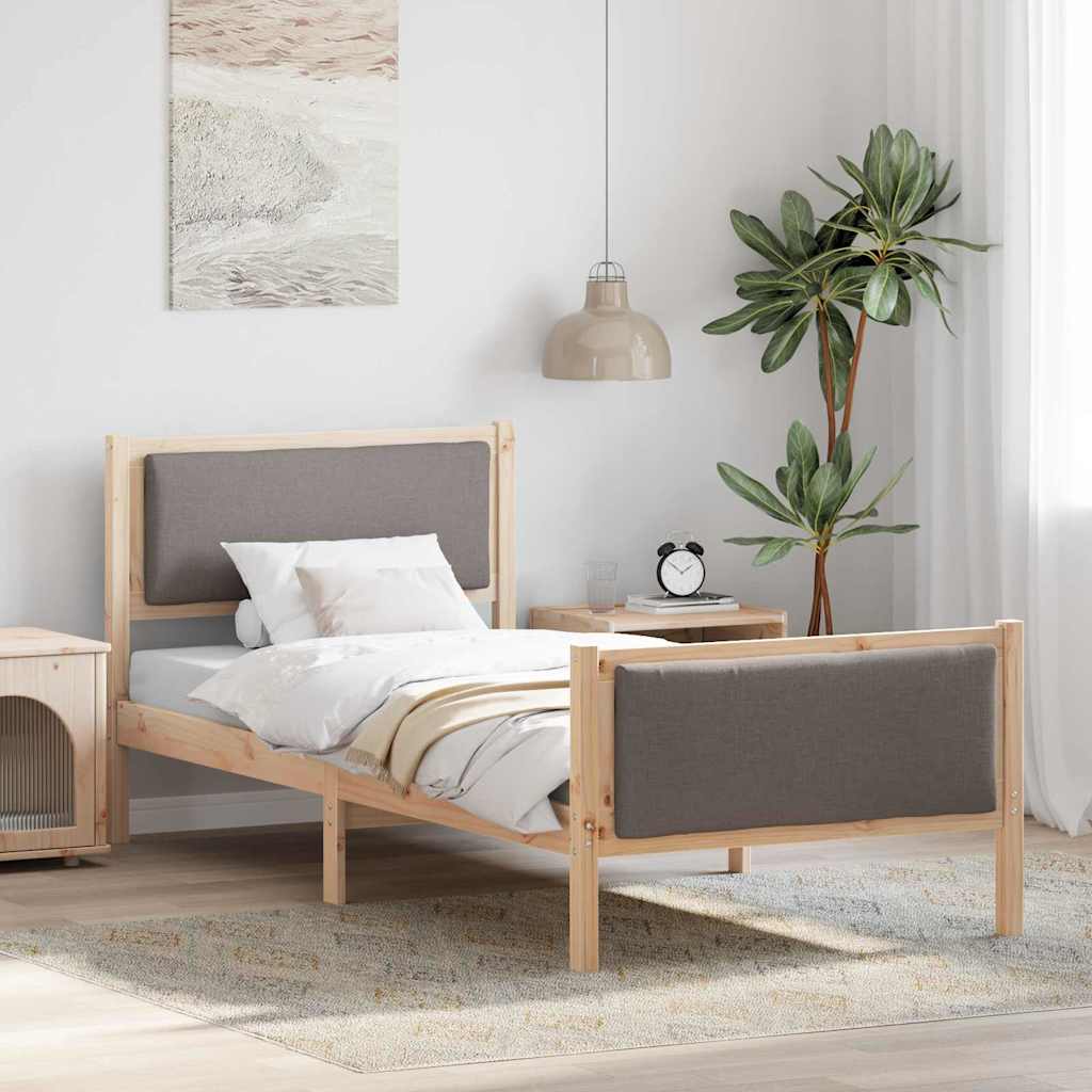 Bettrahmen mit Kopfteil Taupe 100 x 200 cm Stoff