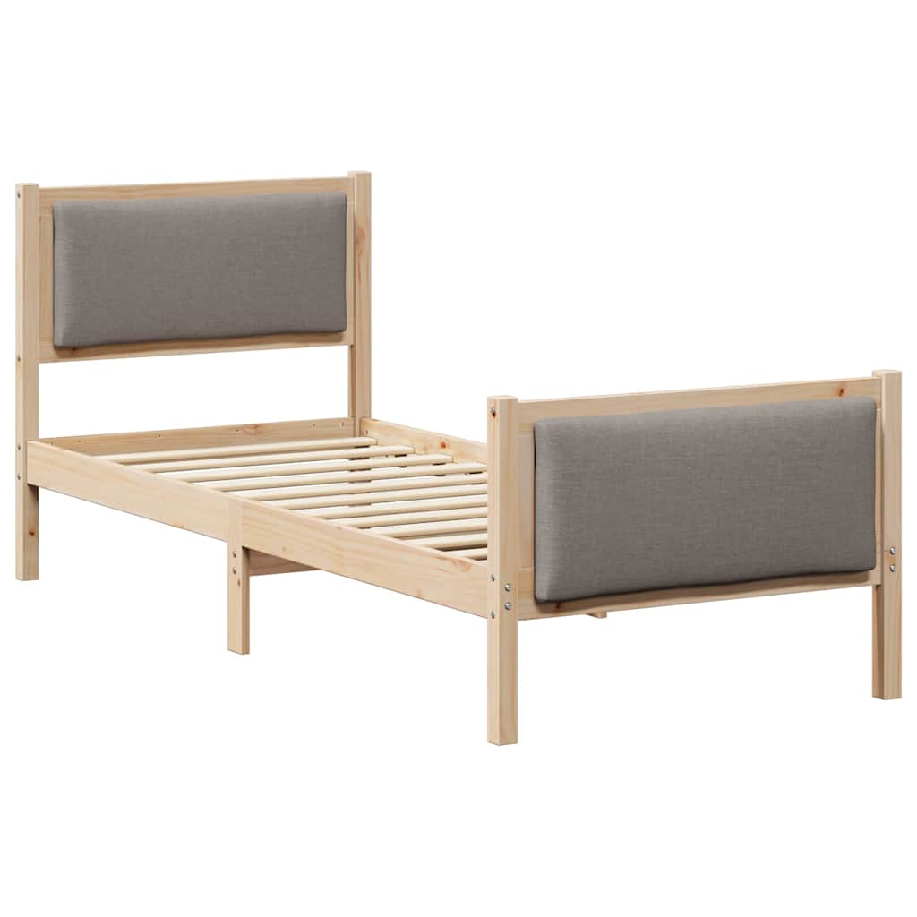 Bettrahmen mit Kopfteil Taupe 80 x 200 cm Stoff