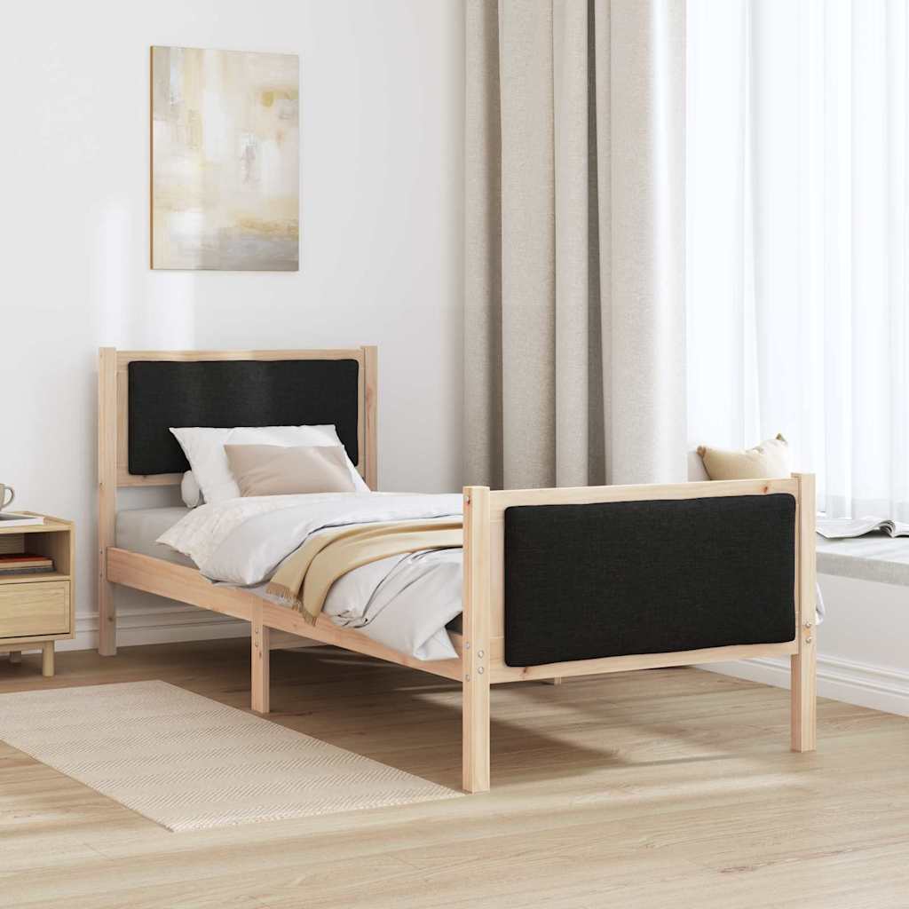 Bettrahmen mit Kopfteil Schwarz 75 x 190 cm Stoff