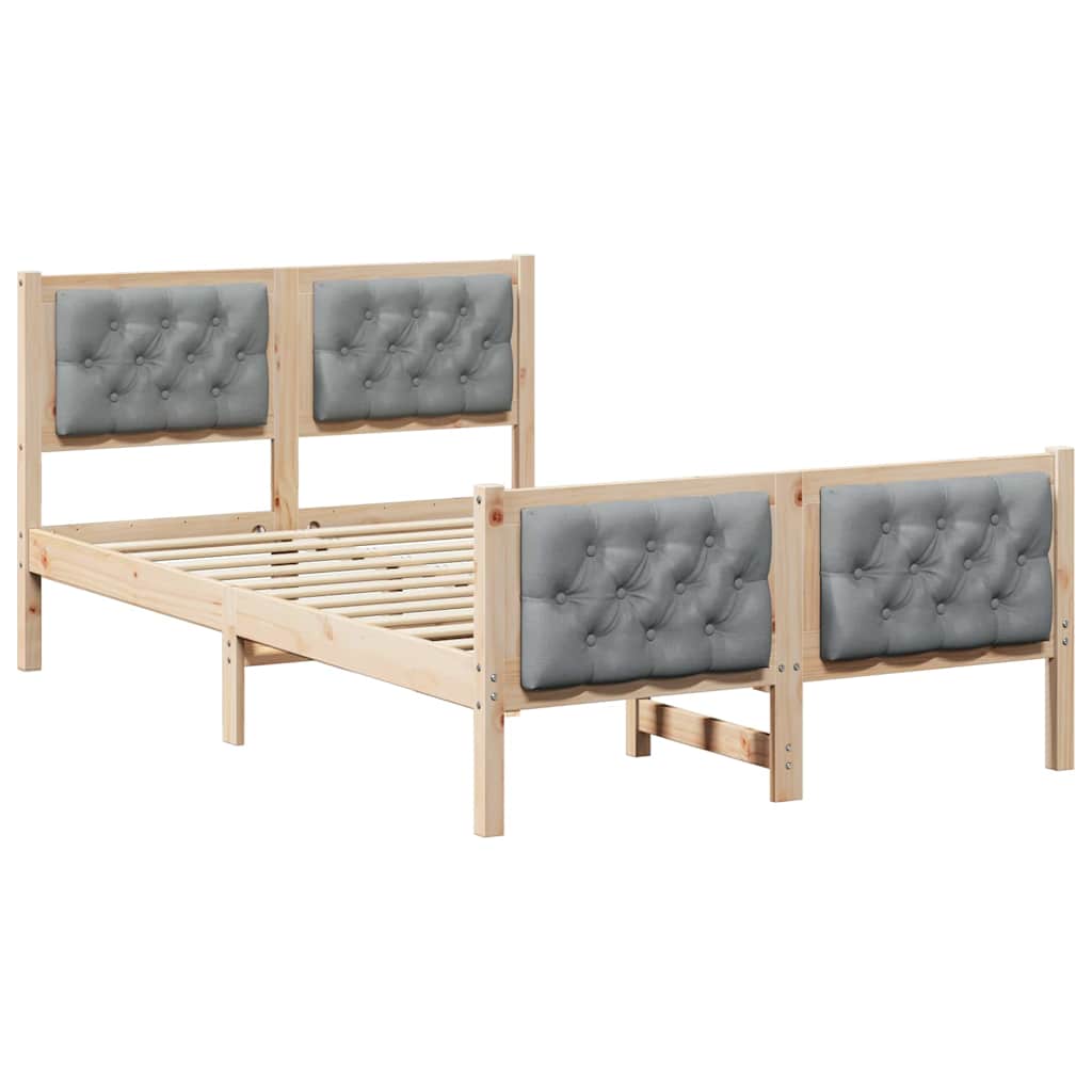 Bettrahmen Hellgrau 135 x 190 cm Massives Kiefernholz