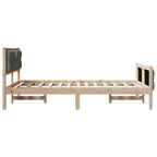 Bettrahmen Dunkelgrau 135 x 190 cm Massives Kiefernholz