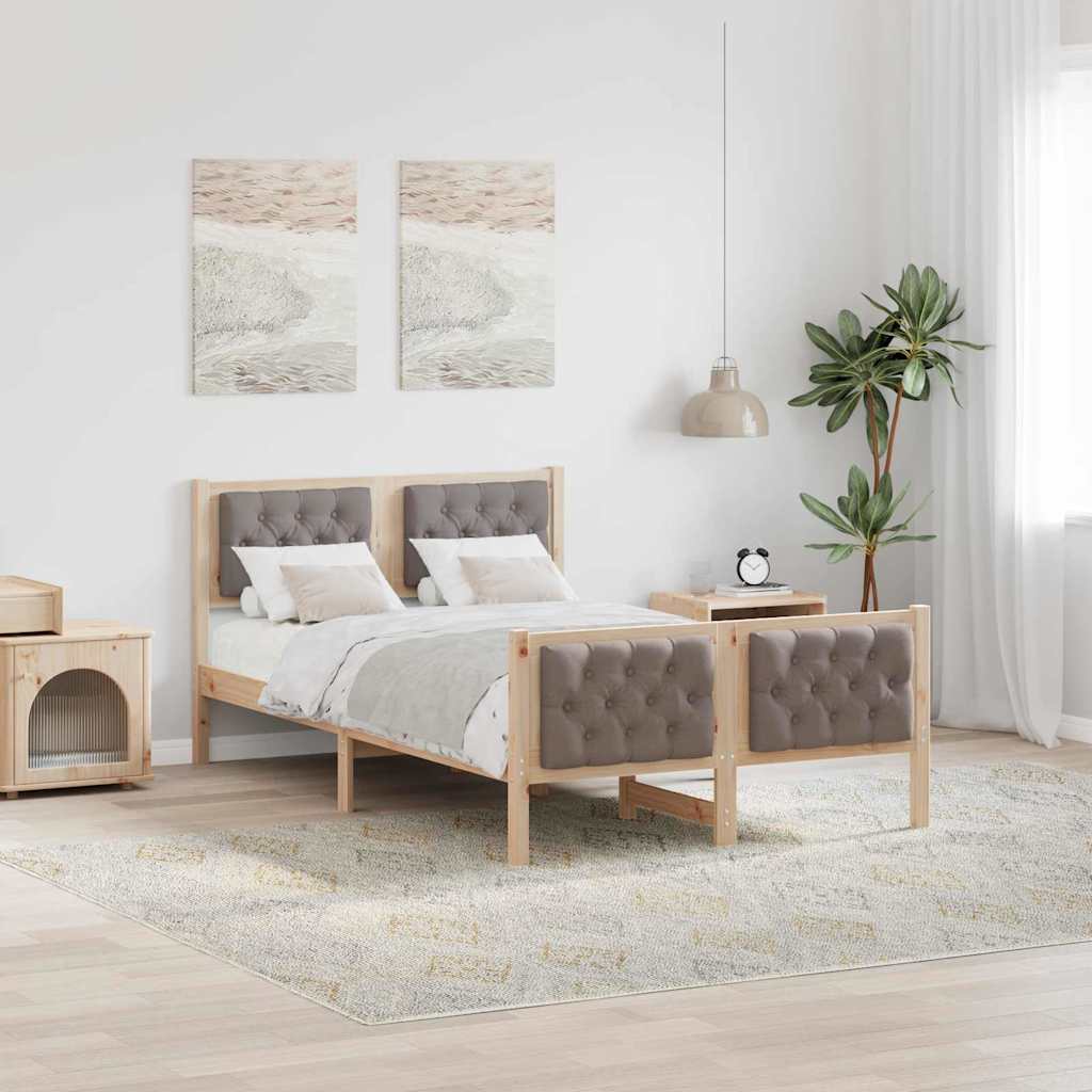 Bettrahmen mit Kopfteil Taupe 135 x 190 cm Massives Kiefernholz