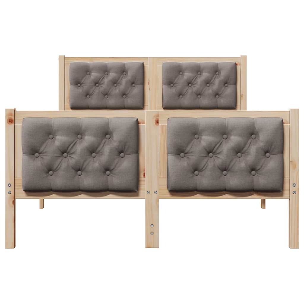 Bettrahmen mit Kopfteil Taupe 135 x 190 cm Massives Kiefernholz